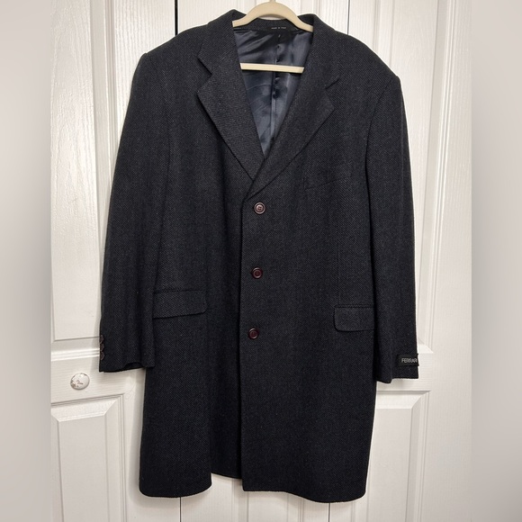 Ferrari Moessmer‎ Gray Blue Wool Blazer Mid Length Jacket Coat Size 46 Italy - Picture 1 of 14